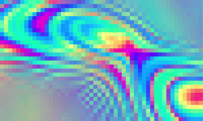 Poster - Trippy psychedelic colorful rainbow geometric shapes abstract background, Pixelated vector pattern