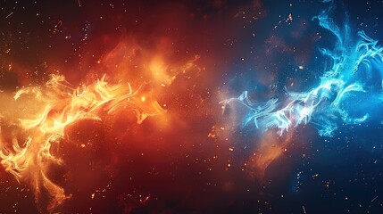 Aufkleber - A background with full out real flash and energetic fire with red and a little blue. Generative AI.