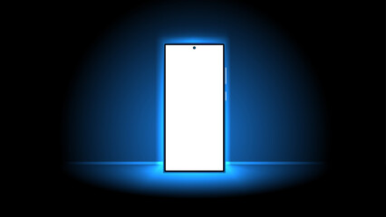 Poster - The Luminous Smartphone Screen. Smartphone with blue light screen, Computer, or tablet display. Technology mobile display light. Vector illustration.