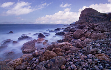 Sticker - Waves, rocks and sea at Crimia. Dramatic scene