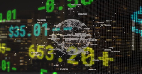 Poster - Image of financial data processing over globe