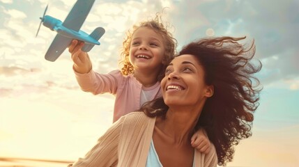 Poster - Mother and Daughter Playing Outdoors