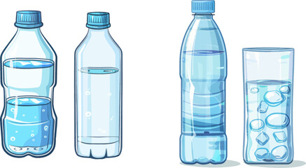 Poster - Glass of water and plastic bottle