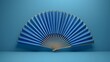 Decorative background suitable for weddings, performances, and events. This is a rendering of a Chinese style folding fan in blue color.