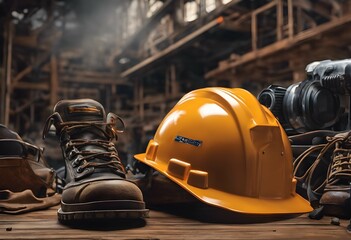 Construction safety helmet with shoes
