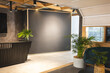 In modern office lounge, green plants adding life to space