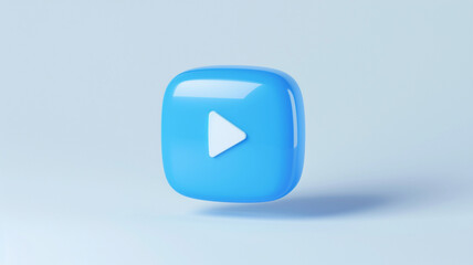 Blue play/pause icon on blue background with shadow