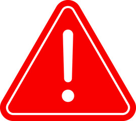 Wall Mural - Red Warning Dangerous attention icon, danger symbol, Warning triangle icon. Red caution warn in png. Warning sign with exclamation mark vector.