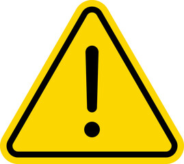 Wall Mural - Yellow Warning Dangerous attention icon, danger symbol, Warning triangle icon. Yellow caution warn in png. Warning sign with exclamation mark vector.