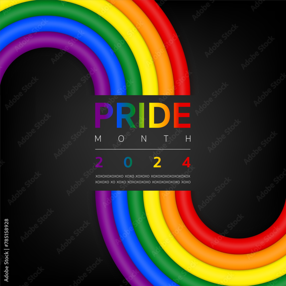 3d Pride month background 2024 banner template, Logo LGBT, LGBTQ ...