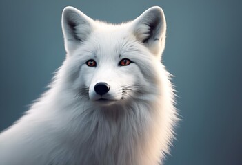 Poster - AI generated illustration of White wolf standing on rocky ground next to a boulder