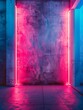 Vibrant neon wall with gradient blue and pink hues, perfect for a futuristic party or club design.