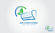 Eco Air Conditioner Logo Design Template For Fresh. Air Conditioning And Snowflake With Twist, Logo Template. Construction, Repair, And Installation Of Air Conditioners, Vector Design, Illustration.