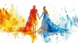Watercolor depiction of a summer king and queen strolling through their kingdoms garden Isolated on white background clipart  isolated on white background clipart