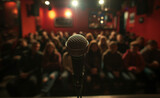 Fototapeta  - Stage Spotlight: Microphone in the Limelight