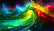 dynamic flow of colorful water with bright hues that resist mixing, capturing the mesmerizing dance of vibrant colors in motion