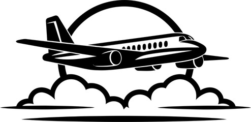 Canvas Print - Sketch Jet Doodled Airplane Emblem Doodle Flyer Whimsical Flight Icon