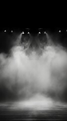 Wall Mural - Gray stage background, gray spotlight light effects, dark atmosphere, smoke and mist, simple stage background, stage lighting, spotlights