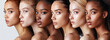 Diverse beauty concept with multiple ethnicities of women on display