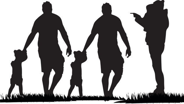 Father and son vector silhouette