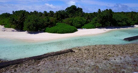 Scenic view of a sandy coast and a green nature on a shore in Asia