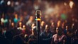 An image blending a microphone on a stand with a crowd, symbolizing the goal of public speaking and connection with an audience  Color Grading Complementary Color