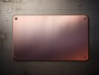 Lavender large metal plate with rounded corners is mounted on the wall. It is a 3D rendering of a blank metallic signboard