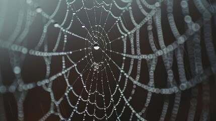 Wall Mural - Textures and Patterns: A photo macro close-up of raindrops on a spider web