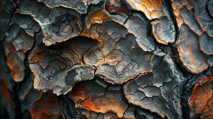Wall Mural - Textures and Patterns: A photo macro close-up of the texture and patterns on a tree trunk