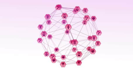 Poster - Image of network of connections with icons