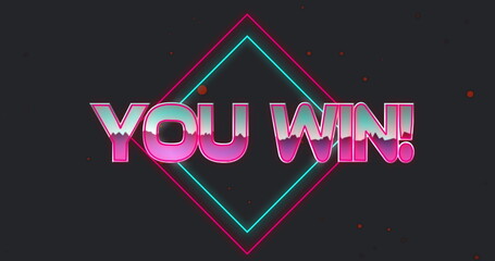 Poster - Image of you win text in metallic pink letters with diamonds