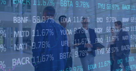 Poster - Image of statistics and data processing over businessman