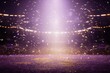 Lavender background, football stadium lights with gold confetti decoration, copy space for advertising banner or poster design