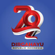 Happy 79th Indonesia Independence Day. 79 number with red white ribbon design