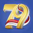 Happy 79th Indonesia Independence Day with golden number design