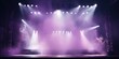 Lavender stage background, lavender spotlight light effects, dark atmosphere, smoke and mist, simple stage background, stage lighting, spotlights