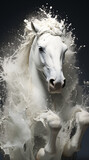 Fototapeta Tulipany - White horse portrait. Beautiful animal concept.