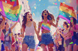 Pride concept - same gender couple during pride parade