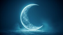 Crescent Moon On Blue Background
