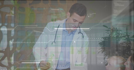 Poster - image of data processing over caucasian male doctor