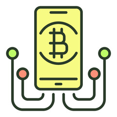 Wall Mural - Bitcoin Sign on Smartphone Screen vector Blockchain colored icon or symbol