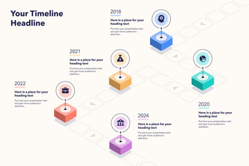 Aufkleber - Timeline infographic template with five stages. Simple flat diagram for data visualization.