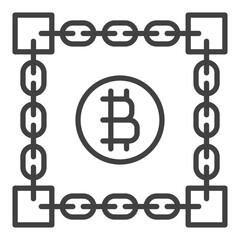 Poster - Bitcoin Blockchain Technology vector Cryptocurrency outline icon or design element