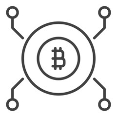 Poster - Circle with Bitcoin sign vector Crypto Currency linear icon or logo element