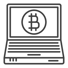 Poster - Laptop with Bitcoin sign vector Cryptocurrency linear icon or logo element