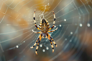 Spider in the web macro close-up