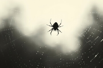 Spider in the web macro close-up