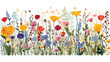 A field of wildflowers in full bloom flat vector isolated