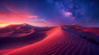 Desert Landscape with Sand Dunes and Purple Gradient,
Dunes with night space

