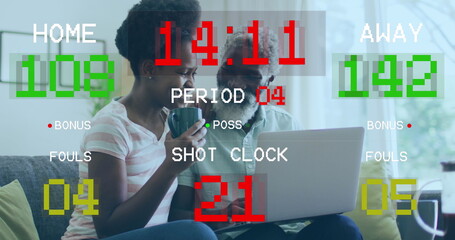 Poster - Image of data processing over african american couple using laptop